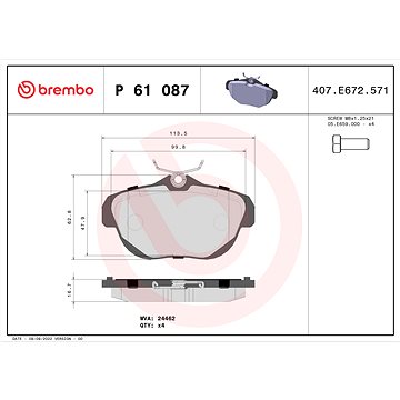 

BREMBO Sada brzdových destiček P 61 087