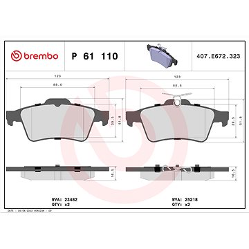 

BREMBO Sada brzdových destiček P 61 110