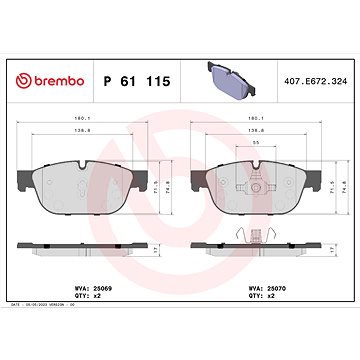 

BREMBO Brzdové destičky P 61 115X
