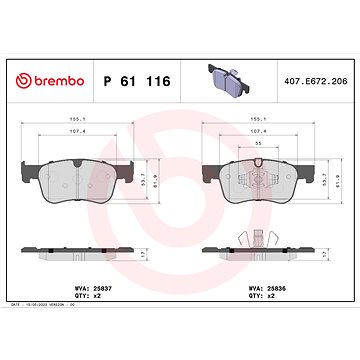 

BREMBO Sada brzdových destiček P 61 116