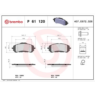 

BREMBO Sada brzdových destiček P 61 120