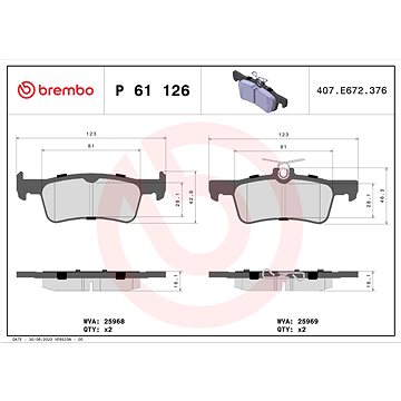 

BREMBO Sada brzdových destiček P 61 126