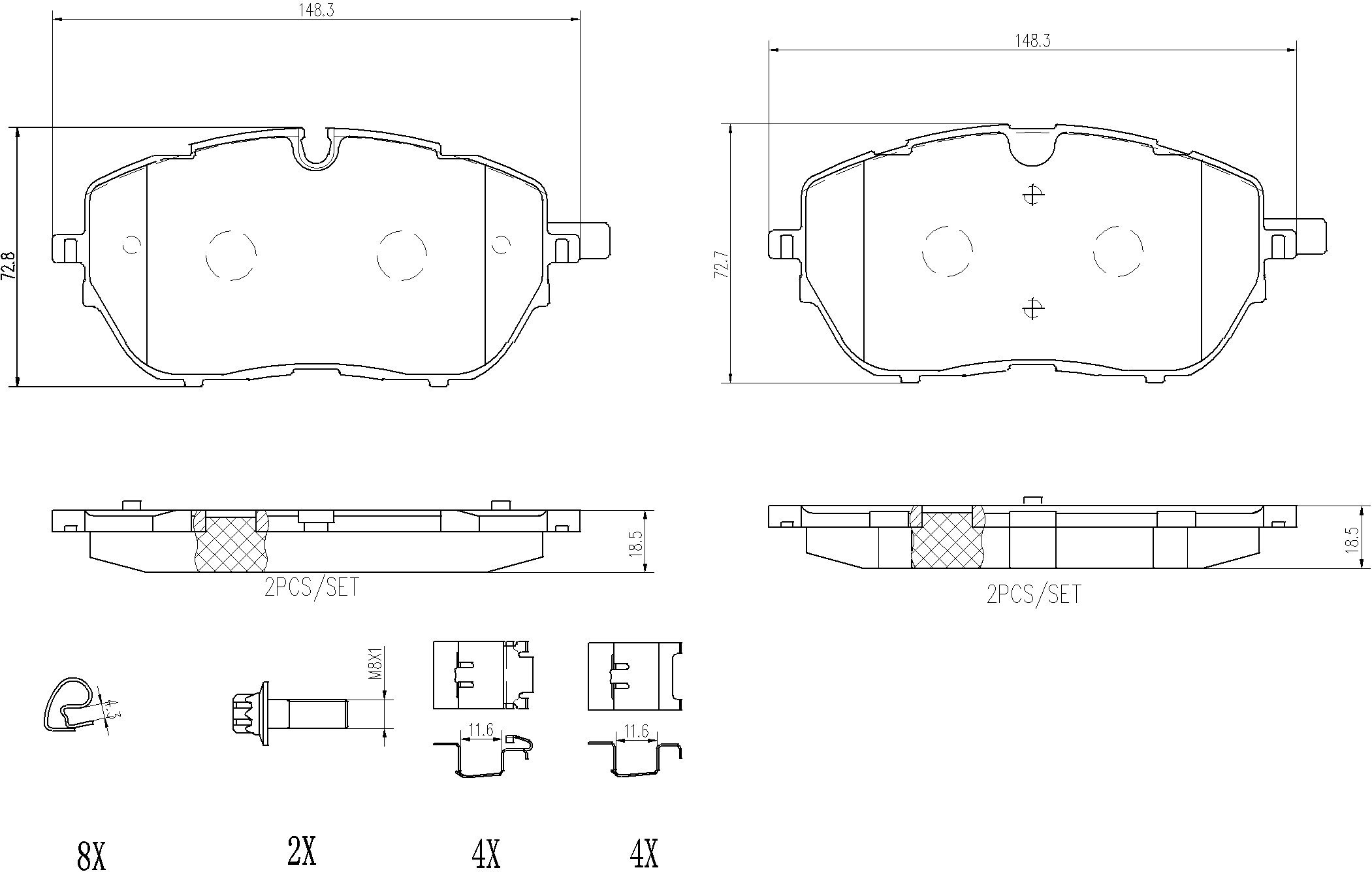 

BREMBO Sada brzdových destiček P 61 128
