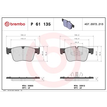 

BREMBO Sada brzdových destiček P 61 135