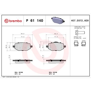 

BREMBO Brzdové destičky P 61 140