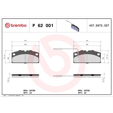 

BREMBO Sada brzdových destiček P 62 001