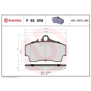 

BREMBO Sada brzdových destiček P 65 008