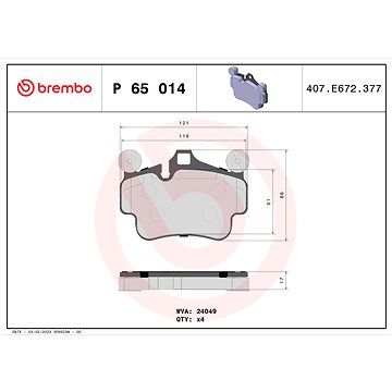 

BREMBO Sada brzdových destiček P 65 014