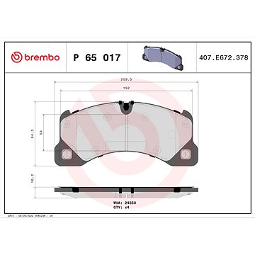 

BREMBO Sada brzdových destiček P 65 017