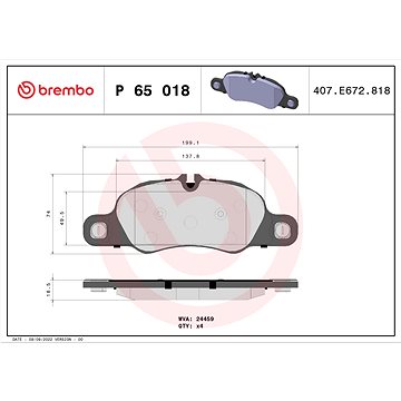 

BREMBO Sada brzdových destiček P 65 018