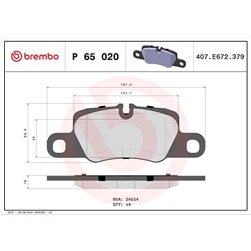 

BREMBO Sada brzdových destiček P 65 020