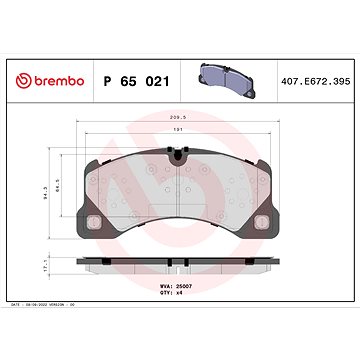 

BREMBO Sada brzdových destiček P 65 021