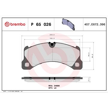 

BREMBO Sada brzdových destiček P 65 026