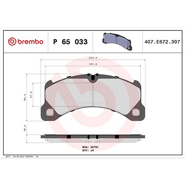 

BREMBO Sada brzdových destiček P 65 033