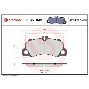 

BREMBO Sada brzdových destiček P 65 043