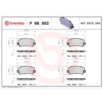 

BREMBO Sada brzdových destiček P 68 002