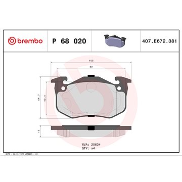 

BREMBO Sada brzdových destiček P 68 020