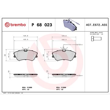 

BREMBO Sada brzdových destiček P 68 023