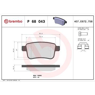 

BREMBO Sada brzdových destiček P 68 043