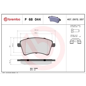 

BREMBO Sada brzdových destiček P 68 044