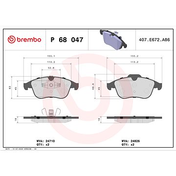 

BREMBO Sada brzdových destiček P 68 047X