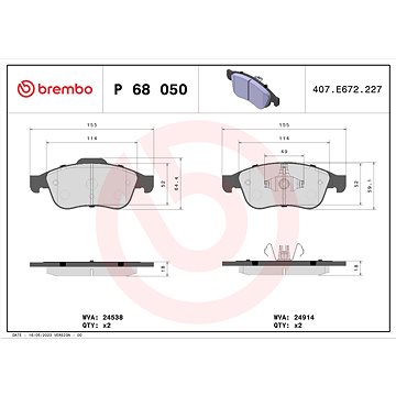 

BREMBO Sada brzdových destiček P 68 050X