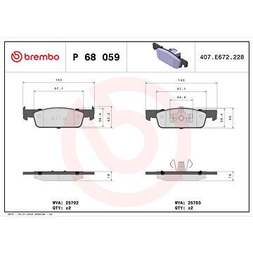 

BREMBO Sada brzdových destiček P 68 059X