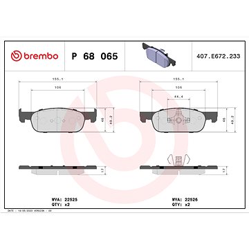 

BREMBO Sada brzdových destiček P 68 065X