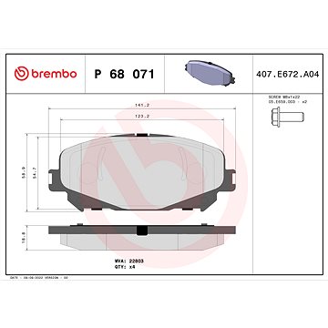 

BREMBO Sada brzdových destiček P 68 071