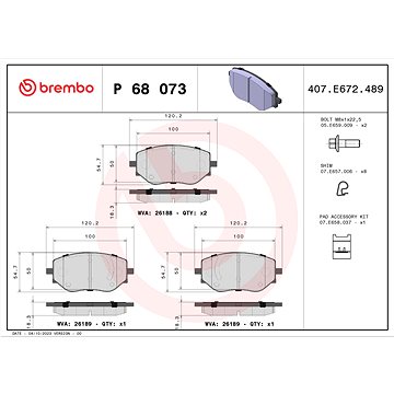 

BREMBO Sada brzdových destiček P 68 073