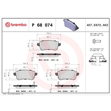 

BREMBO Brzdové destičky P 68 074