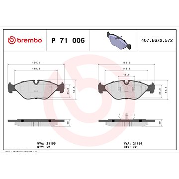 

BREMBO Sada brzdových destiček P 71 005
