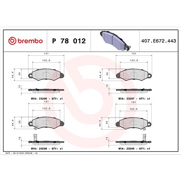 

BREMBO Sada brzdových destiček P 78 012
