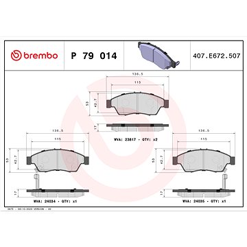 

BREMBO Sada brzdových destiček P 79 014