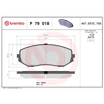 

BREMBO Sada brzdových destiček P 79 018