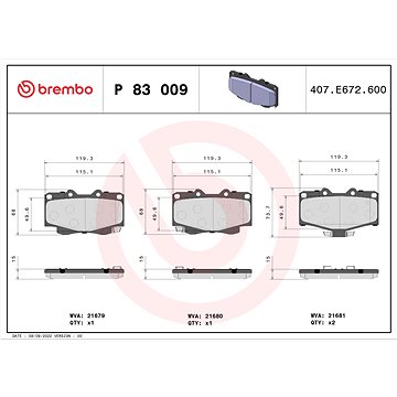 

BREMBO Sada brzdových destiček P 83 009