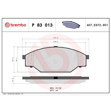 

BREMBO Sada brzdových destiček P 83 013