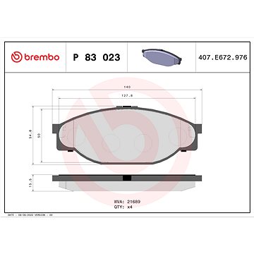 

BREMBO Sada brzdových destiček P 83 023