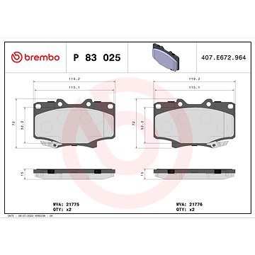 

BREMBO Sada brzdových destiček P 83 025