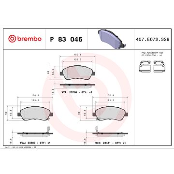 

BREMBO Sada brzdových destiček P 83 046
