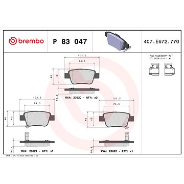 

BREMBO Sada brzdových destiček P 83 047