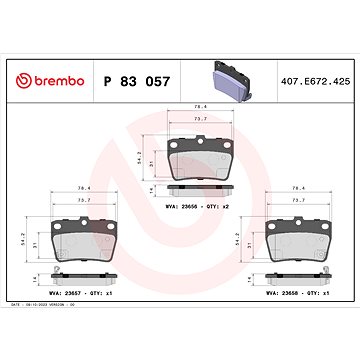 

BREMBO Sada brzdových destiček P 83 057