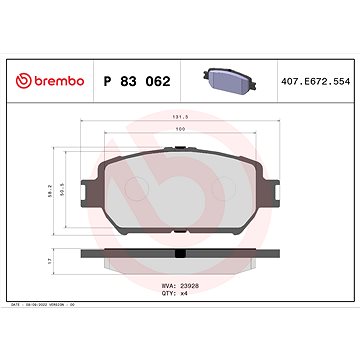 

BREMBO Sada brzdových destiček P 83 062
