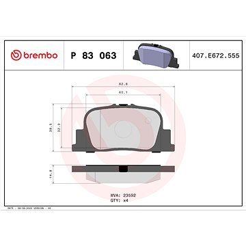 

BREMBO Sada brzdových destiček P 83 063