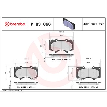 

BREMBO Sada brzdových destiček P 83 066