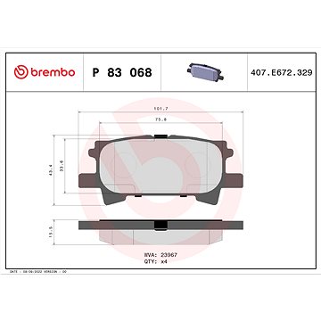 

BREMBO Sada brzdových destiček P 83 068