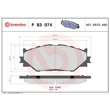 

BREMBO Sada brzdových destiček P 83 074