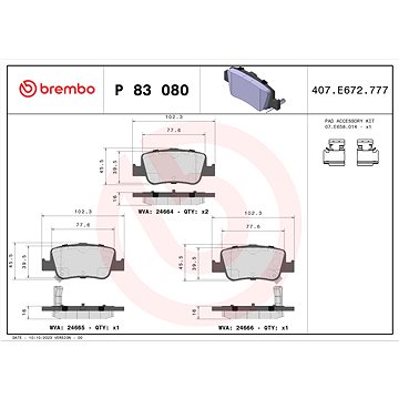 

BREMBO Sada brzdových destiček P 83 080