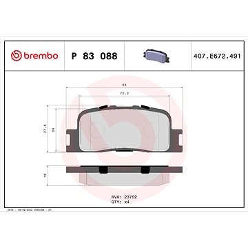 

BREMBO Sada brzdových destiček P 83 088
