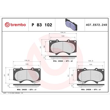 

BREMBO Sada brzdových destiček P 83 102